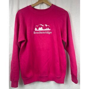 Vintage Breckenridge Colorado Ski Sweatshirt Pink Adult size Medium